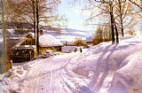 On The Snowy Path by Peder Mork Monsted